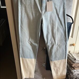 Cello Women's Straight Leg Jeans - Light Blue and Cream